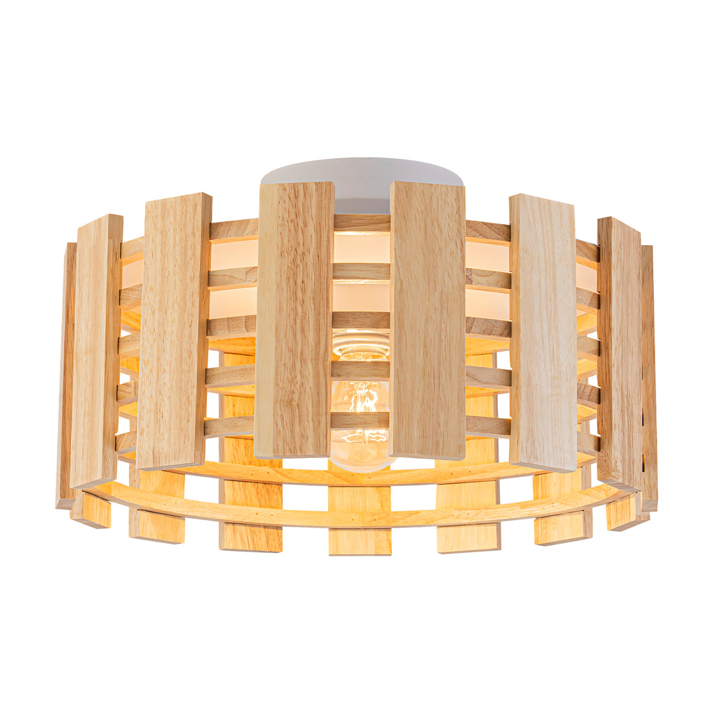 Natural Wood Slat Semi-Flush Mount Light Single Modern Rustic Ceiling - product image 1 | Zenvolit