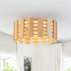 Natural Wood Slat Semi-Flush Mount Light Single Modern Rustic Ceiling - product image 2 | Zenvolit