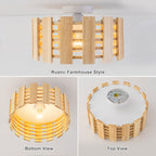 Natural Wood Slat Semi-Flush Mount Light Single Modern Rustic Ceiling - product image 3 | Zenvolit