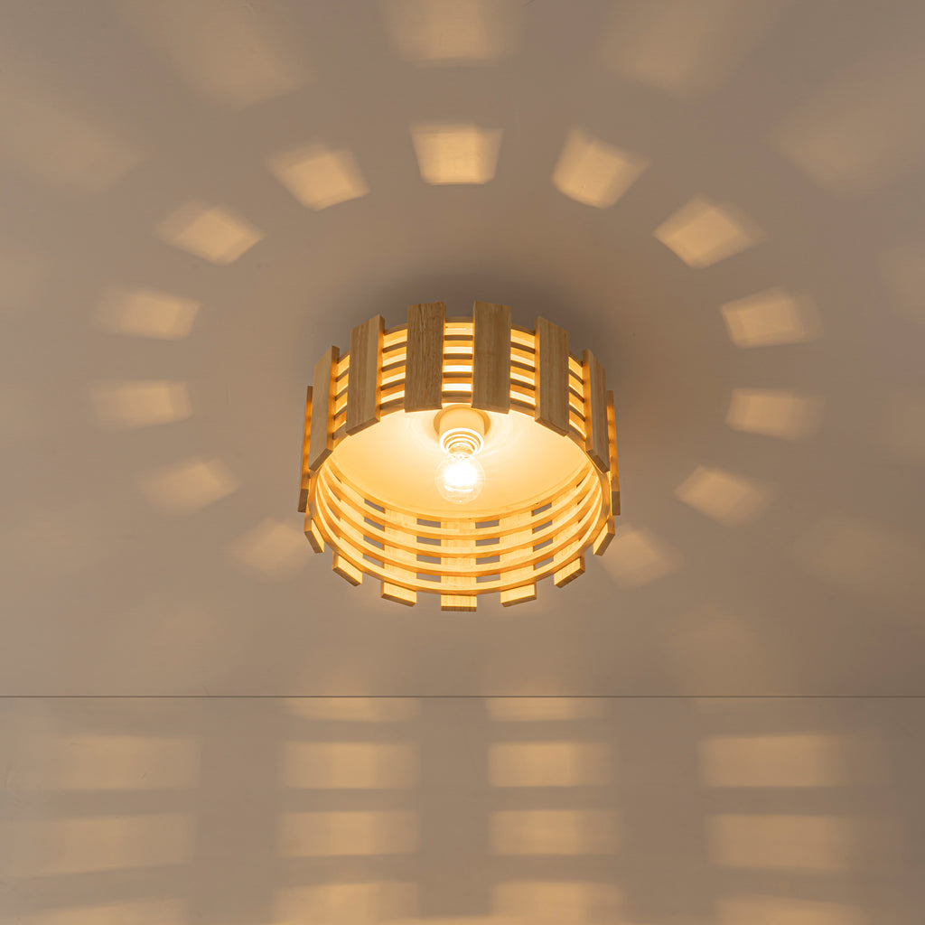 Natural Wood Slat Semi-Flush Mount Light Single Modern Rustic Ceiling - product image 5 | Zenvolit
