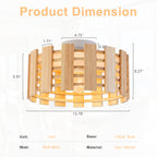 Natural Wood Slat Semi-Flush Mount Light Single Modern Rustic Ceiling - product image 6 | Zenvolit