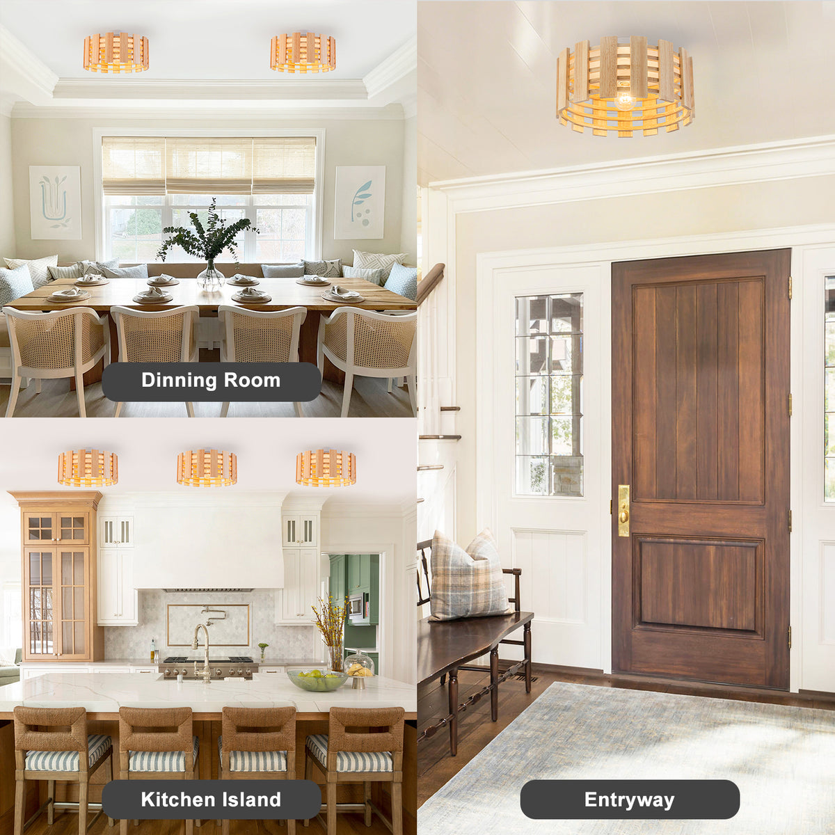 Natural Wood Slat Semi-Flush Mount Light Single Modern Rustic Ceiling - product image 13 | Zenvolit