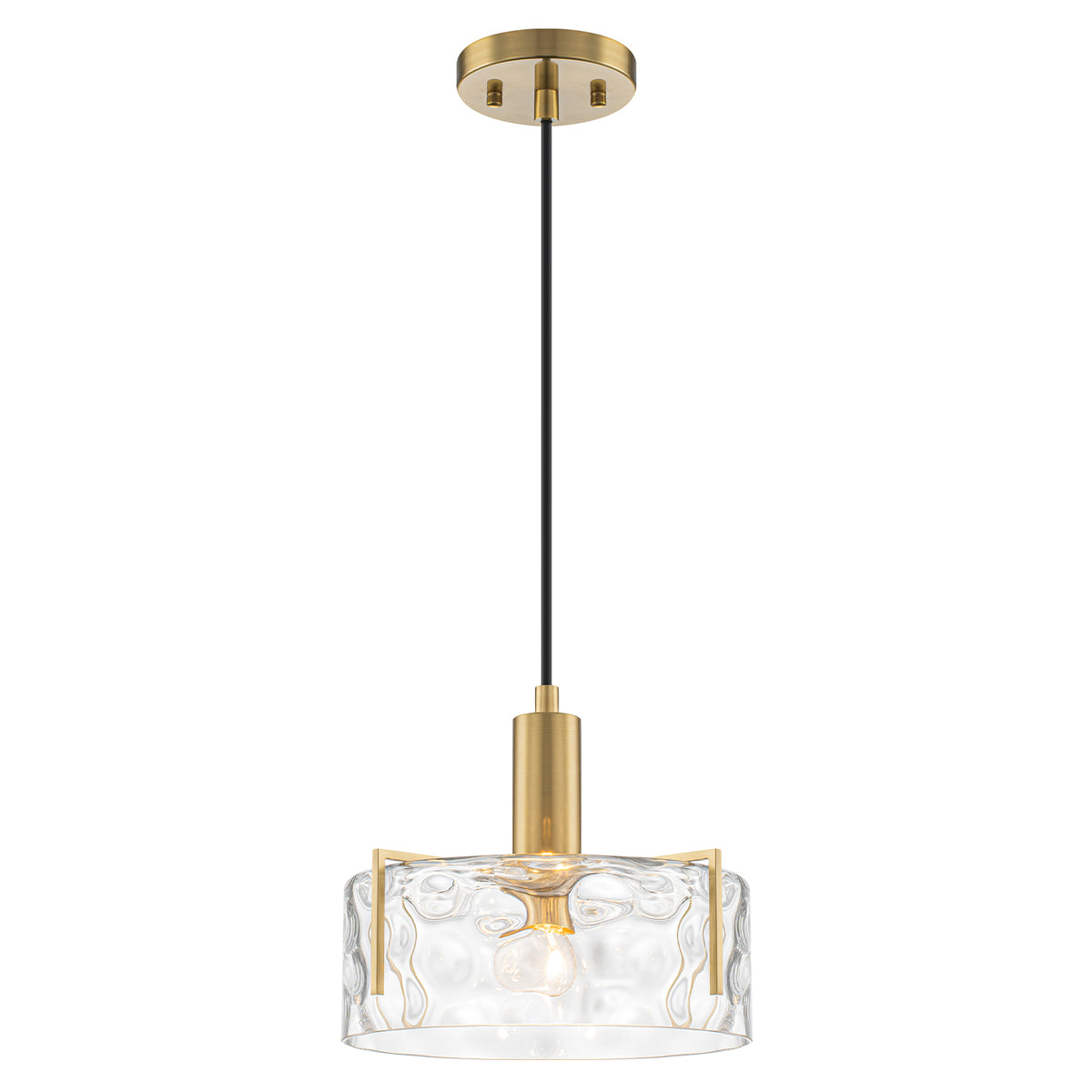 Modern Drum Pendant Light Clear Water Ripple Glass Shade for Bedroom - product image 5 | Zenvolit