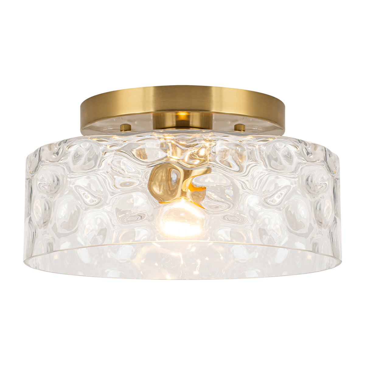 Modern Drum Flush Mount Ceiling Light Clear Water Ripple Glass Shade - product image 6 | Zenvolit