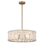 4-Light Modern Round Chandelier Trapezoidal Cloud Glass Panels Dining - product image 1 | Zenvolit