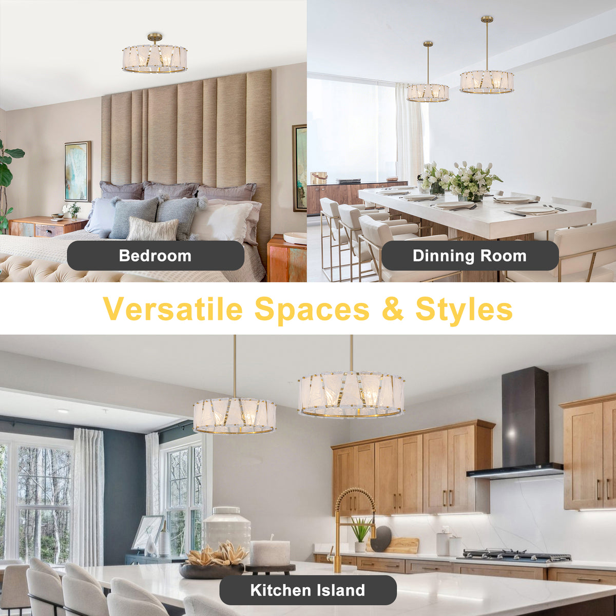 4-Light Modern Round Chandelier Trapezoidal Cloud Glass Panels Dining