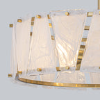 4-Light Modern Round Chandelier Trapezoidal Cloud Glass Panels Dining