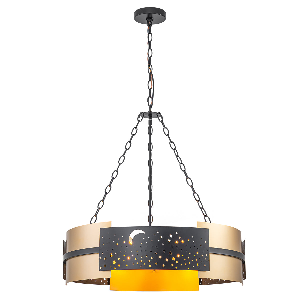 Black 7-Light Chandelier Starry Cutout Wood Accents Modern Rustic - product image 18 | Zenvolit
