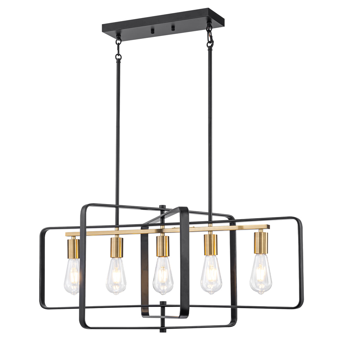 5-Light Kitchen Linear Island Pendant Light 3Tier Geometric Chandelier - product image 9 | Zenvolit