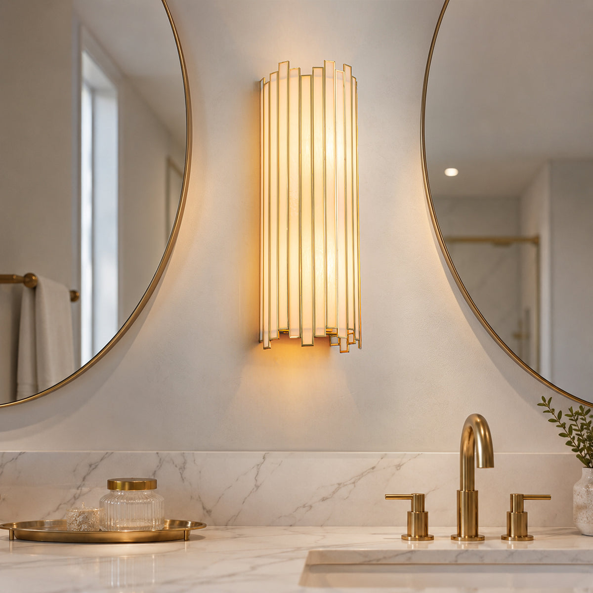2 Light Gold Capiz Shell Wall Sconce Natural Shell Shade Bathroom - product image 3 | Zenvolit