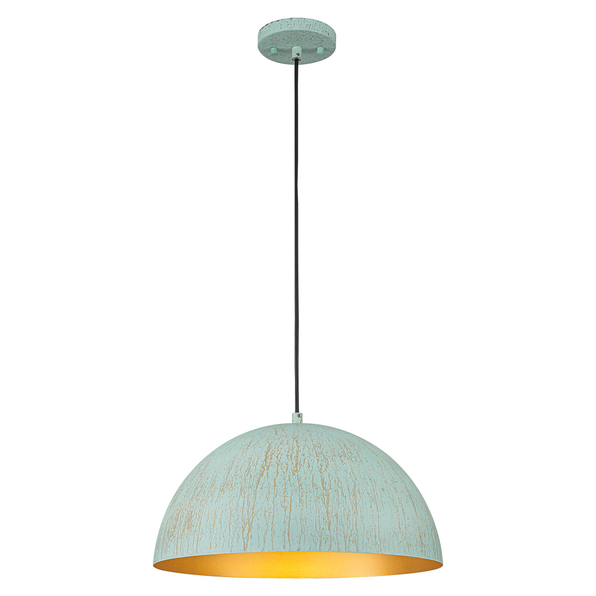 Vintage Distressed Finish Green Gold Dome Pendant Light Dining Room - product image 2 | Zenvolit