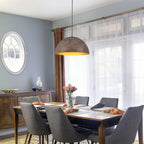 Industrial Rustic Wood-Look Dome Pendant Light for Dining Room - product image 2 | Zenvolit