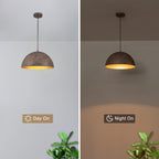 Industrial Rustic Wood-Look Dome Pendant Light for Dining Room - product image 8 | Zenvolit