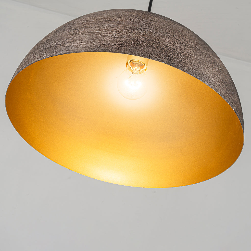 Industrial Rustic Wood-Look Dome Pendant Light for Dining Room - product image 9 | Zenvolit