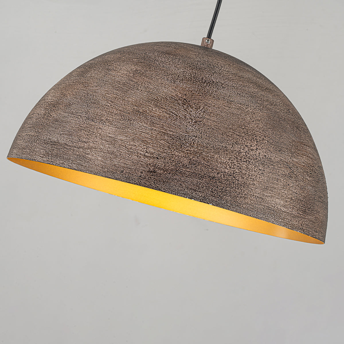 Industrial Rustic Wood-Look Dome Pendant Light for Dining Room - product image 10 | Zenvolit