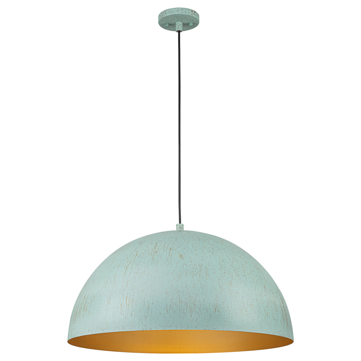 Vintage Distressed Finish Green Gold Dome Pendant Light Dining Room - product image 14 | Zenvolit