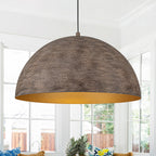 Industrial Rustic Wood-Look Dome Pendant Light for Dining Room - product image 1 | Zenvolit