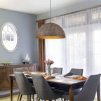 Industrial Rustic Wood-Look Dome Pendant Light for Dining Room - product image 2 | Zenvolit