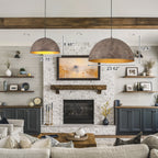 Industrial Rustic Wood-Look Dome Pendant Light for Dining Room - product image 8 | Zenvolit