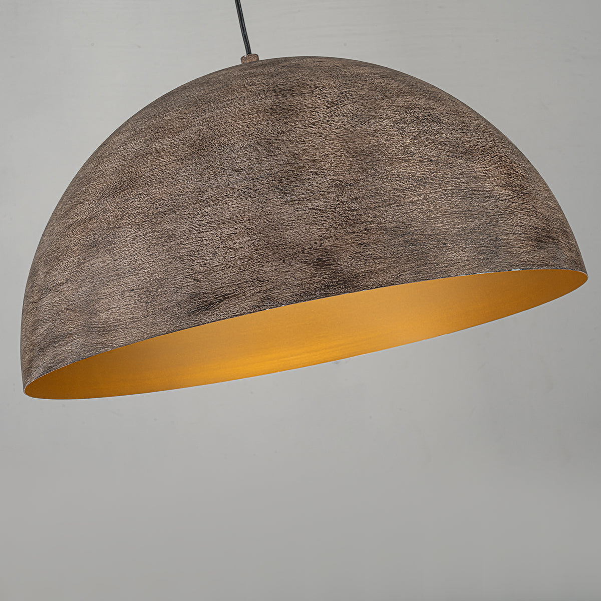 Industrial Rustic Wood-Look Dome Pendant Light for Dining Room - product image 10 | Zenvolit