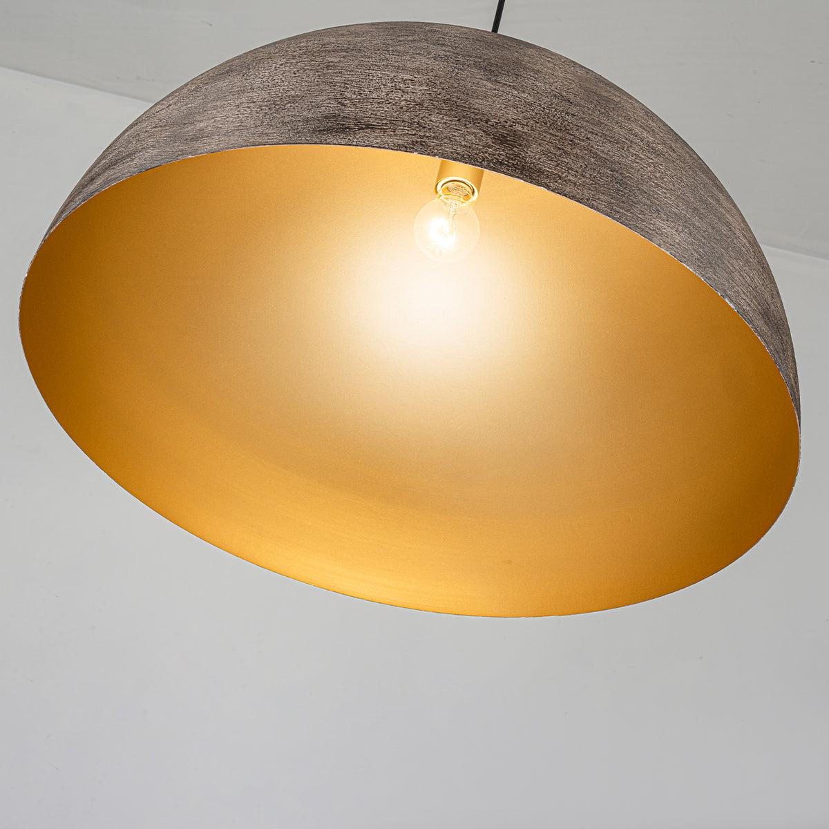 Industrial Rustic Wood-Look Dome Pendant Light for Dining Room - product image 12 | Zenvolit