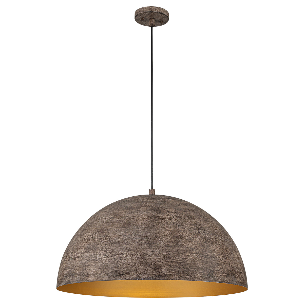 Industrial Rustic Wood-Look Dome Pendant Light for Dining Room - product image 14 | Zenvolit