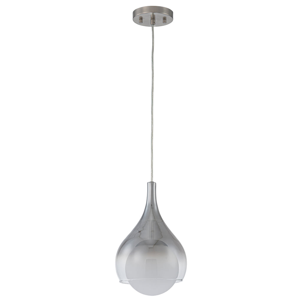 Modern Nickel Teardrop Pendant Light Smoke Gradient White Glass Shade - product image 1 | Zenvolit