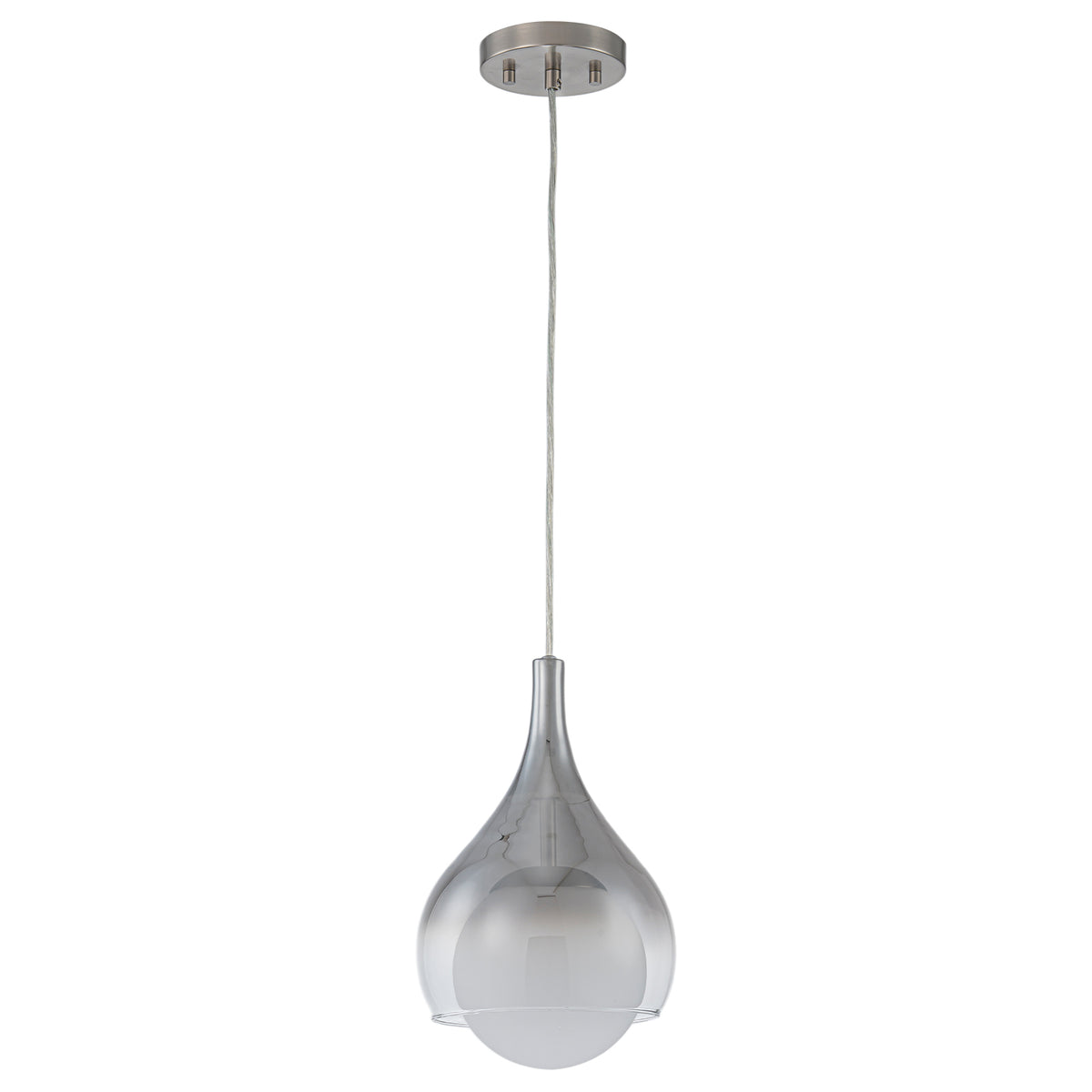 Modern Nickel Teardrop Pendant Light Smoke Gradient White Glass Shade - product image 1 | Zenvolit