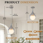 Modern Nickel Teardrop Pendant Light Smoke Gradient White Glass Shade - product image 7 | Zenvolit