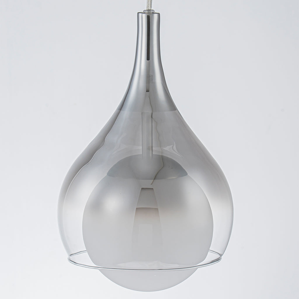 Modern Nickel Teardrop Pendant Light Smoke Gradient White Glass Shade - product image 8 | Zenvolit