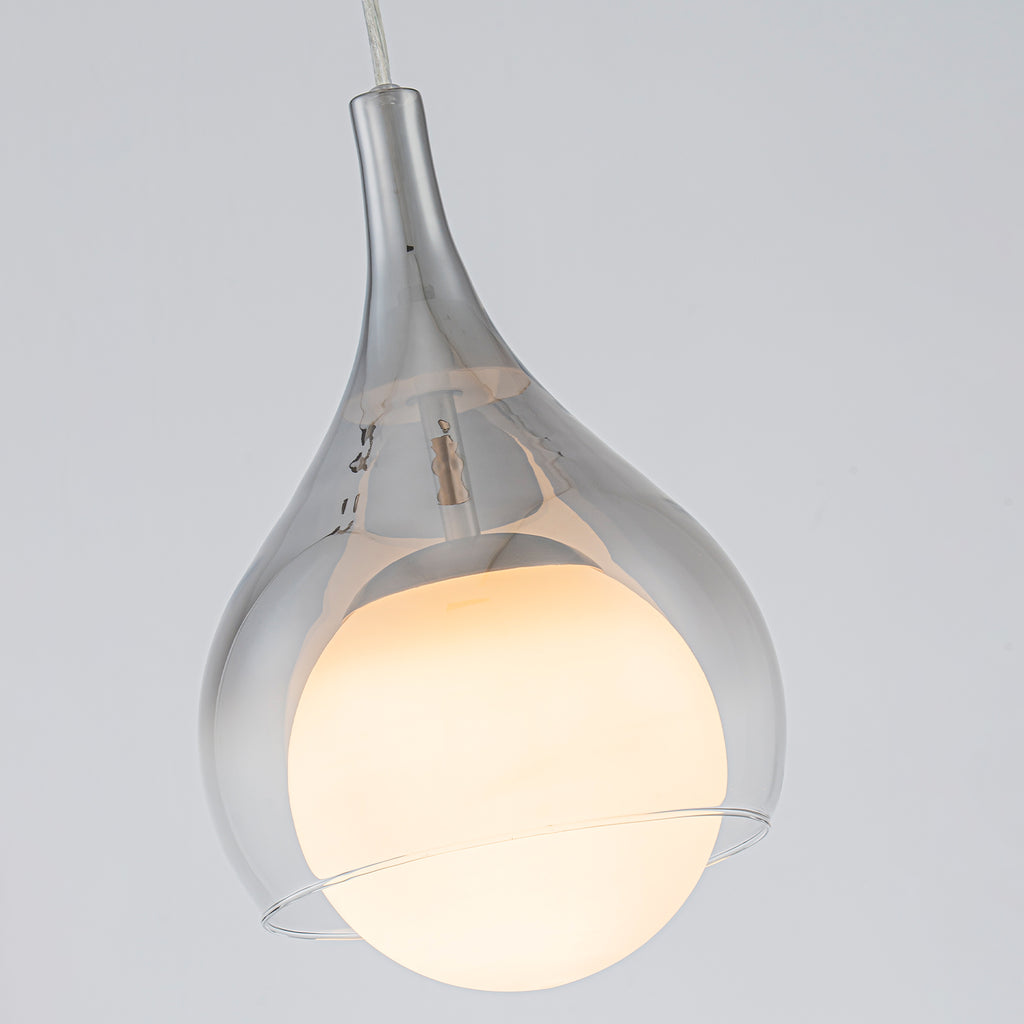 Modern Nickel Teardrop Pendant Light Smoke Gradient White Glass Shade - product image 9 | Zenvolit