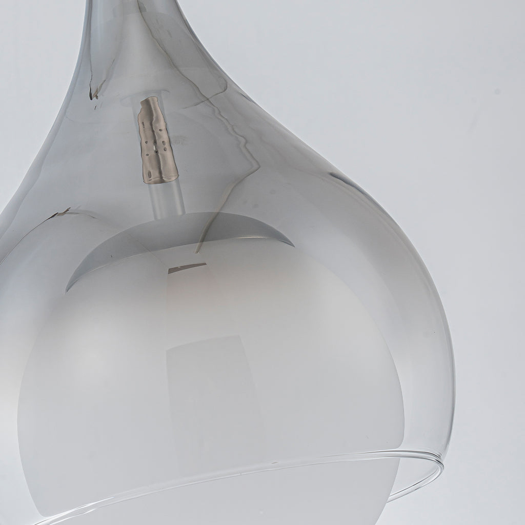 Modern Nickel Teardrop Pendant Light Smoke Gradient White Glass Shade - product image 10 | Zenvolit