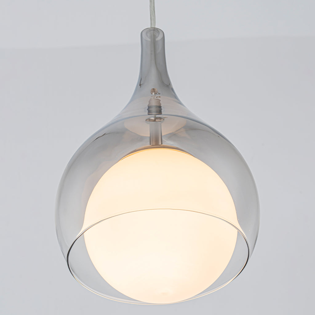 Modern Nickel Teardrop Pendant Light Smoke Gradient White Glass Shade - product image 11 | Zenvolit