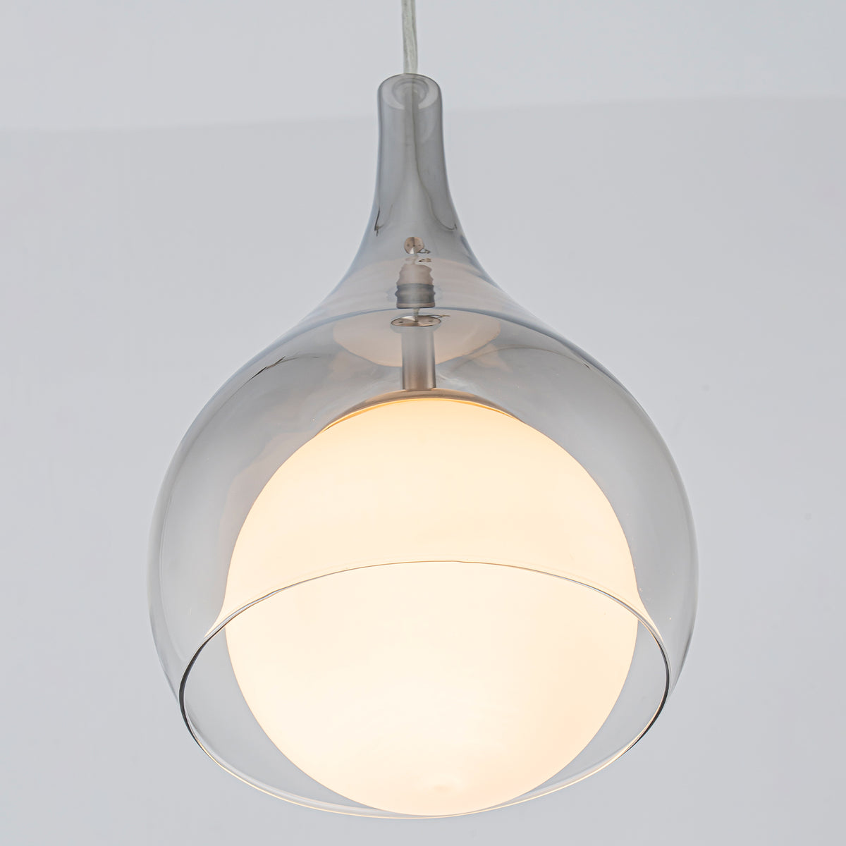 Modern Nickel Teardrop Pendant Light Smoke Gradient White Glass Shade - product image 11 | Zenvolit