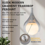Modern Nickel Teardrop Pendant Light Smoke Gradient White Glass Shade - product image 14 | Zenvolit