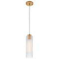 Matte Brass Cylinder Pendant Light Clear Ribbed Glass Shade Bedroom - product image 8 | Zenvolit