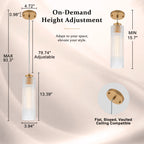 Matte Brass Cylinder Pendant Light Clear Ribbed Glass Shade Bedroom - product image 9 | Zenvolit
