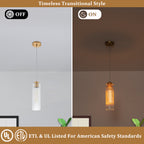 Matte Brass Cylinder Pendant Light Clear Ribbed Glass Shade Bedroom - product image 10 | Zenvolit