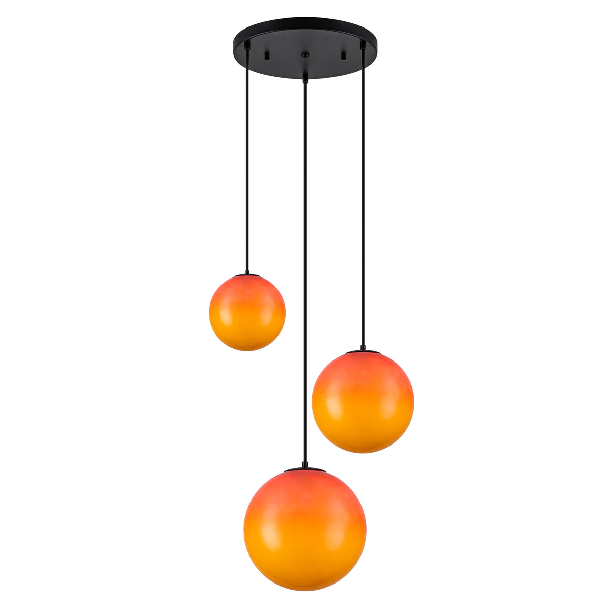 3 Light Black and Orange Gradient Glass Globe Pendant Adjustable - product image 2 | Zenvolit