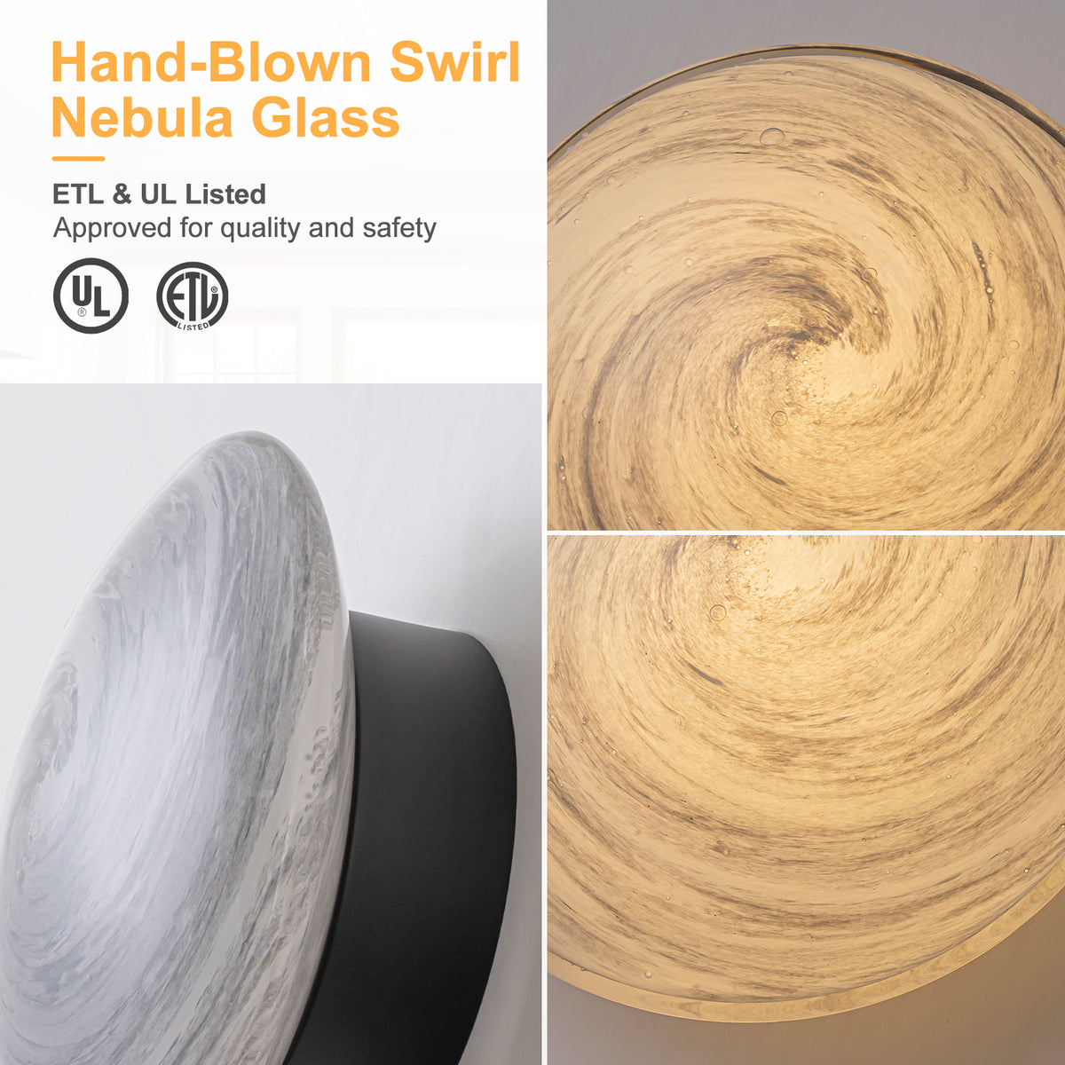 Dimmable LED Wall Sconce Gray Bubble Glass Matte Black Modern Light - product image 3 | Zenvolit