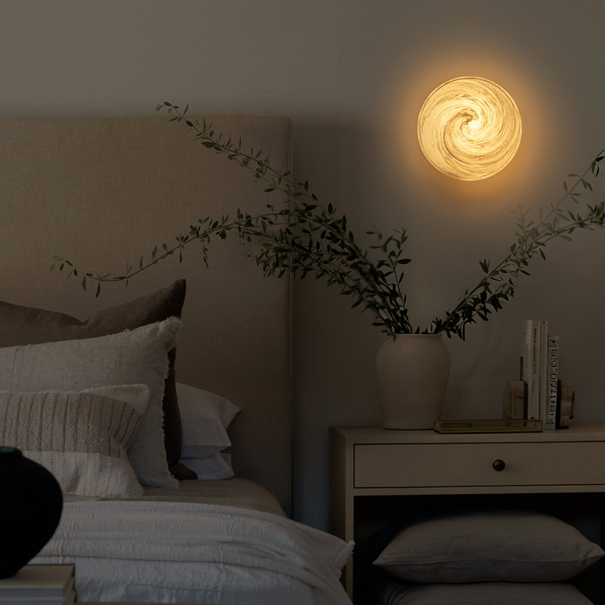 Dimmable LED Wall Sconce Gray Bubble Glass Matte Black Modern Light - product image 7 | Zenvolit