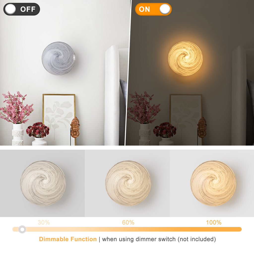Dimmable LED Wall Sconce Gray Bubble Glass Matte Black Modern Light - product image 11 | Zenvolit