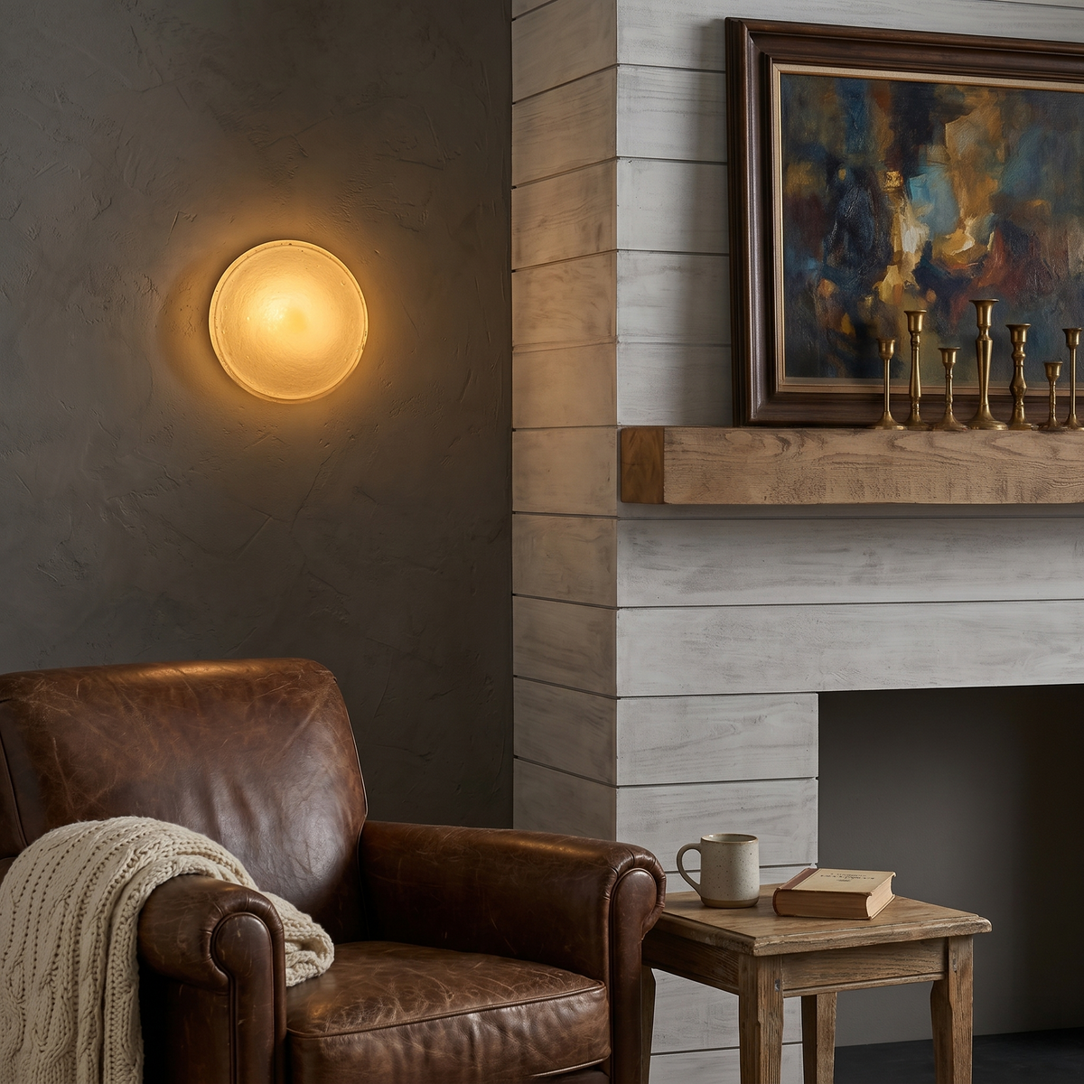 Dimmable LED Wall Sconce Moon Bubble Glass Matte Black Modern Light - product image 2 | Zenvolit