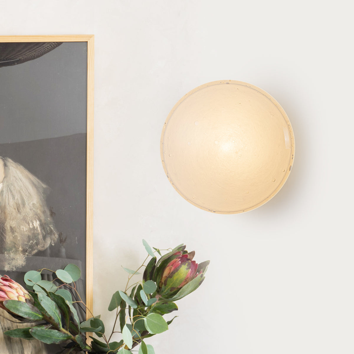 Dimmable LED Wall Sconce Moon Bubble Glass Matte Black Modern Light - product image 11 | Zenvolit