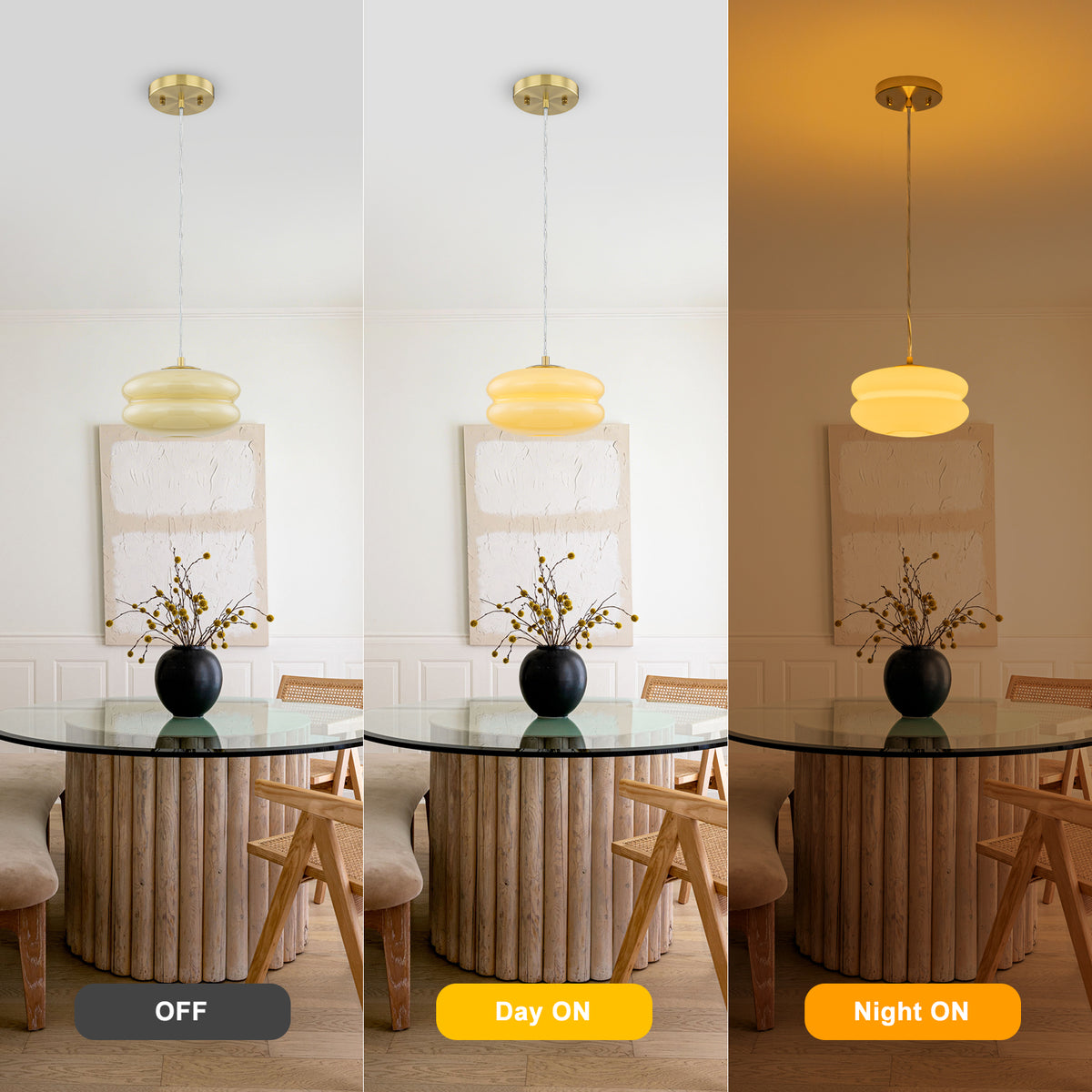 7.87 inch 1-Light Modern Gold Pendant Light with Cream Glass Shade - product image 5 | Zenvolit