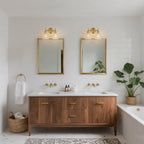 2 Light Gold Vanity Lights Clear Diamond Glass Shades Modern Wall Sconce - product image 8 | Zenvolit