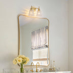 2 Light Gold Vanity Lights Clear Diamond Glass Shades Modern Wall Sconce - product image 11 | Zenvolit