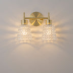 2 Light Gold Vanity Lights Clear Diamond Glass Shades Modern Wall Sconce - product image 16 | Zenvolit