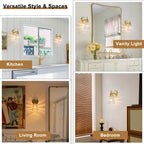 1 Light Gold Vanity Lights Clear Diamond Glass Shades Modern Wall Sconce - product image 9 | Zenvolit