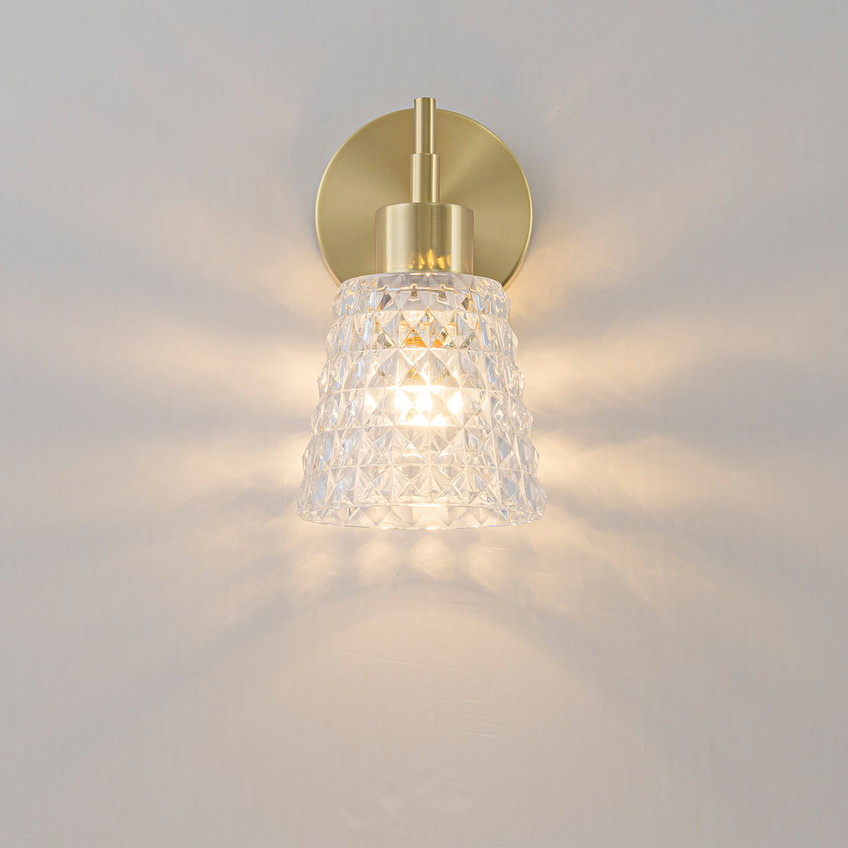 1 Light Gold Vanity Lights Clear Diamond Glass Shades Modern Wall Sconce - product image 13 | Zenvolit